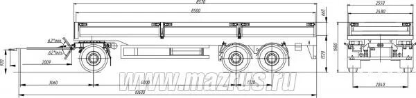 Не горят габариты на прицепе. МАЗ бортовой 3х осный габариты. 3х осный МАЗ габариты. АБС прицеп МАЗ 9358. Прицеп МАЗ 3х осный бортовой технические характеристики.