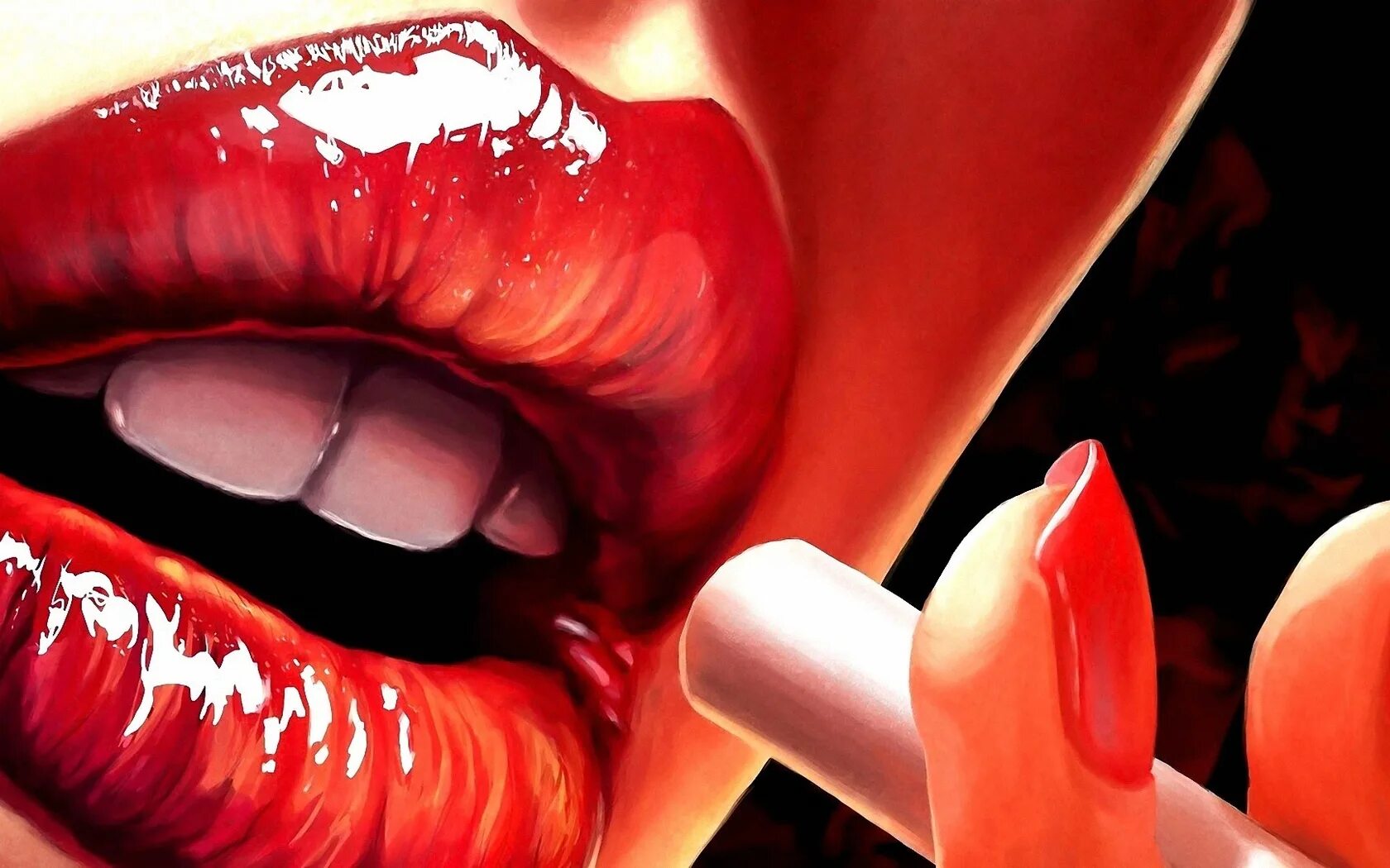 Темно пошло. Женские губы с сигаретой. Фотообои губы. Сочные губы.