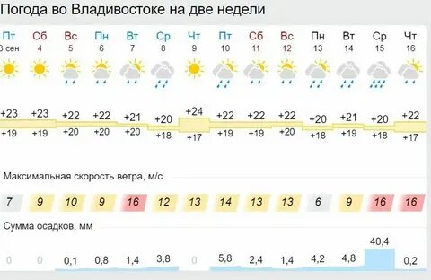 Почасовая погода владивосток на неделю