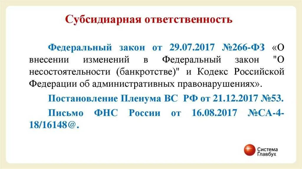 Субсидиарная ответственность фз