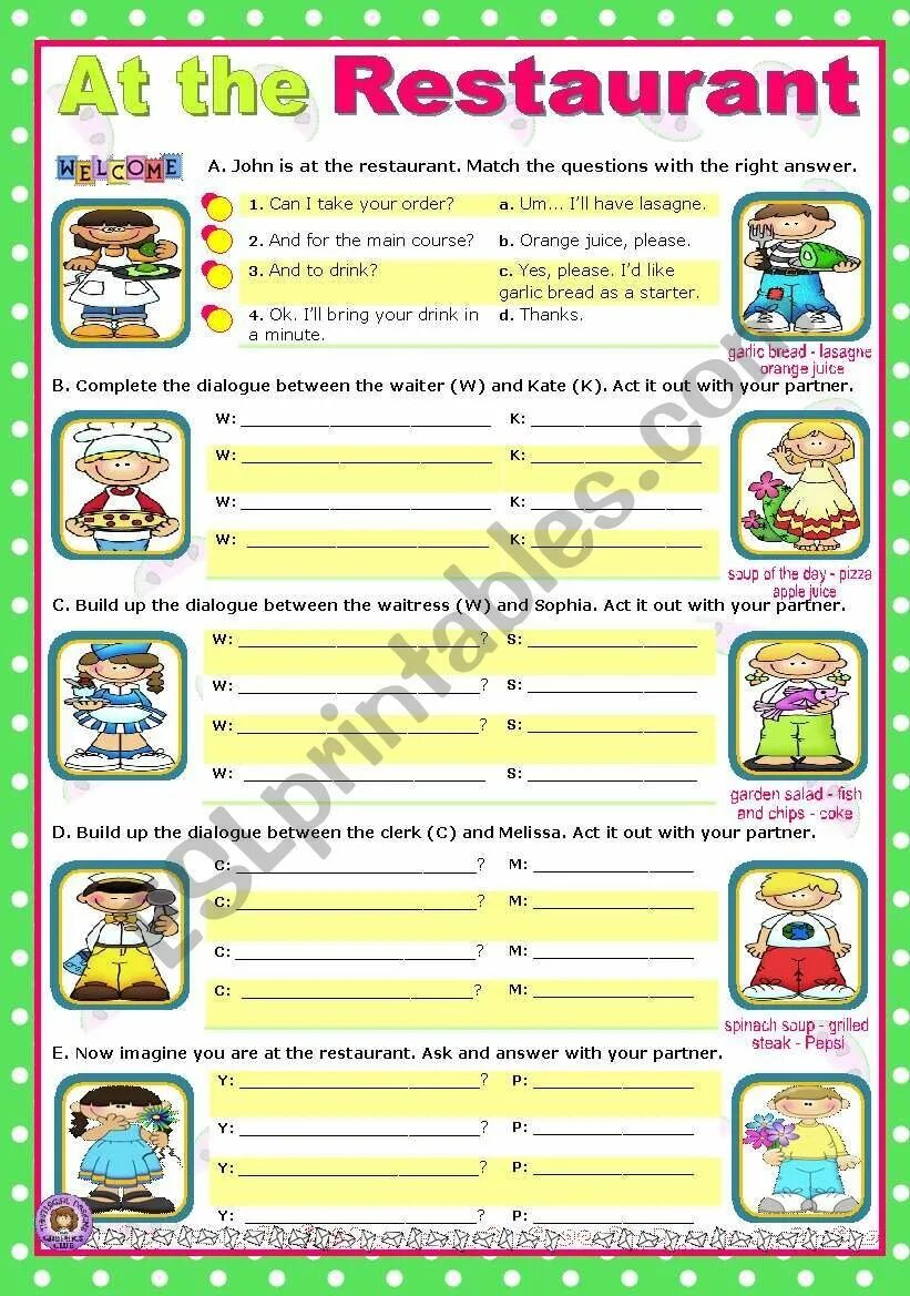Let s go to the cafe. At the restaurant for kids. at the restaurant worksheets. at the restaurant worksheets dialogue. at the restaurant dialogues for kids.
