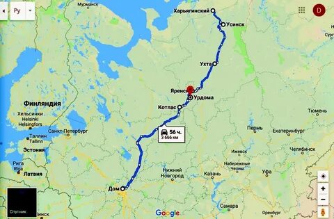 Расстояние между ухтой