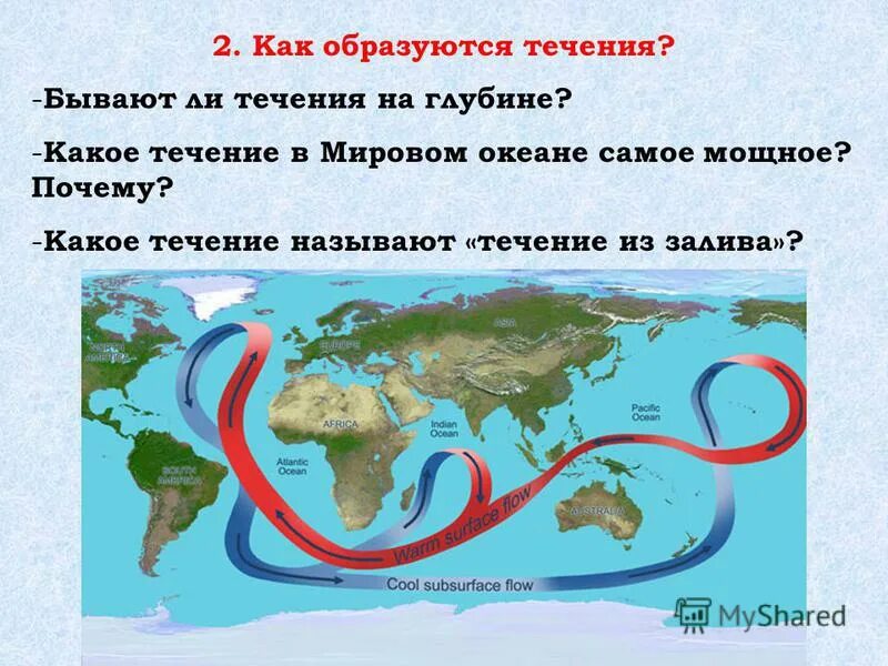 Основные поверхностные течения. Тчеениямирового океана. Самое мощное течение в мировом океане называется. Гольфстрим в океане. Причины образования морских течений.