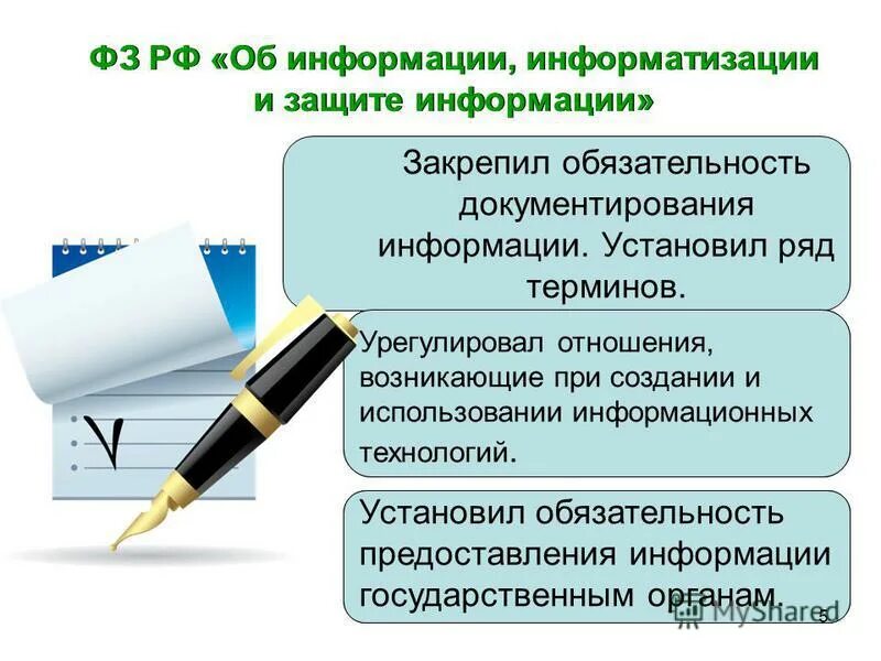 Содержание обязательности. Документирование информации. Обязательность образования.