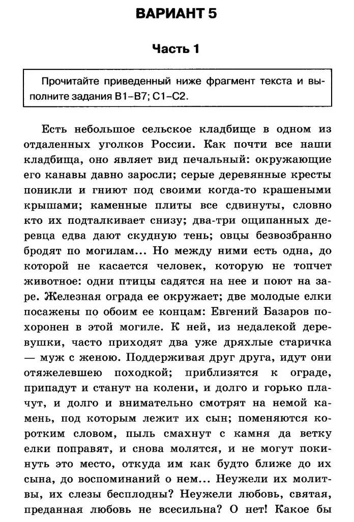 Контрольная в формате егэ русский