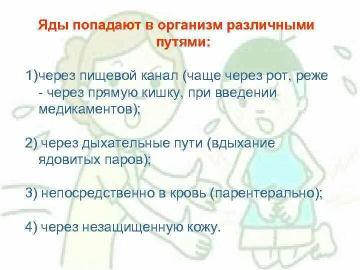 Ядовитые вещества попавшие в организм