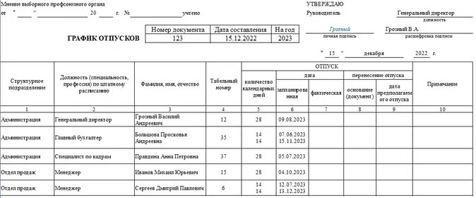 График отпуска на 2025 год образец. График отпуска на 2025 год образец