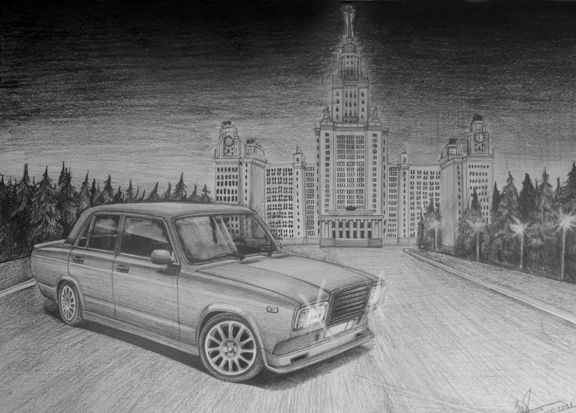 И посмотри г 3. Машина карандашом. Рисунок машины карандашом. Русские машины карандашом. Четкие рисунки.