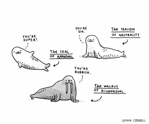 The little seal is laughing at us. Тюлень одобряет. Seal of approval. Я сегодня тюлень. Disapproval approval.