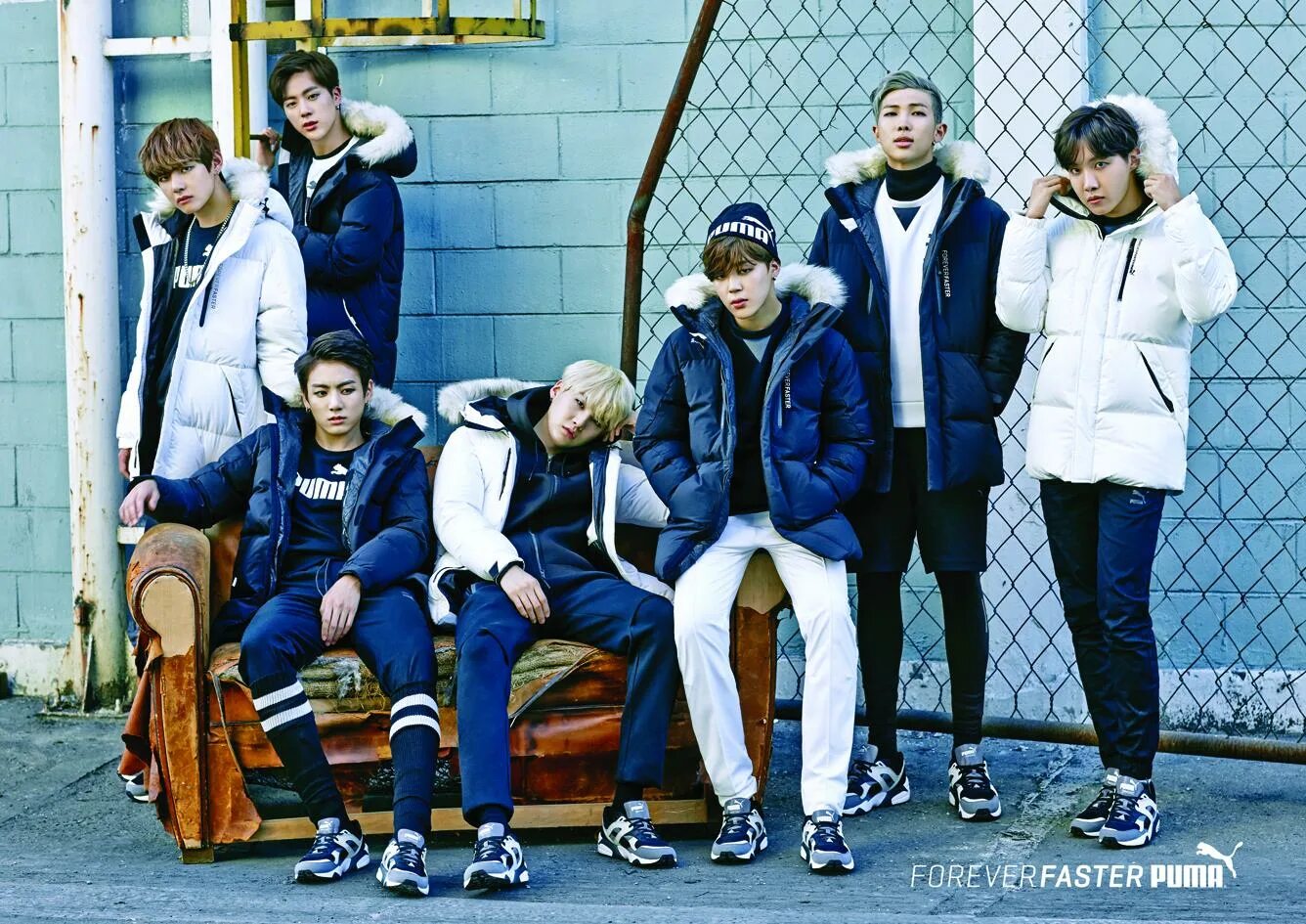 Зимние бтс. BTS Puma. BTS Puma 2015. БТС Пума фотосессия. БТС зимой.