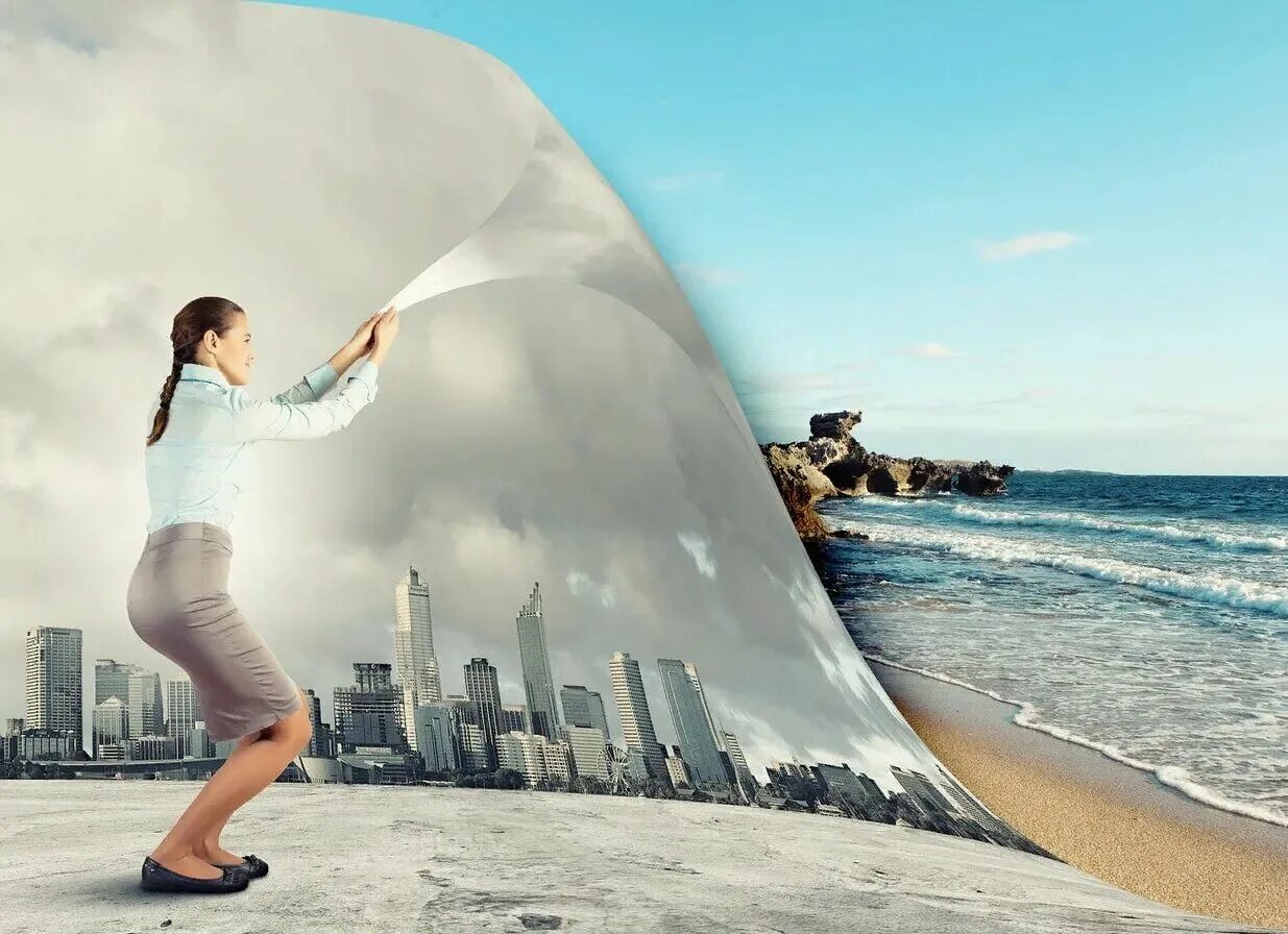 Девушка перемены. Думать о событии. Креативная мотивация. Мужчина мечтает. Мысли в голове.