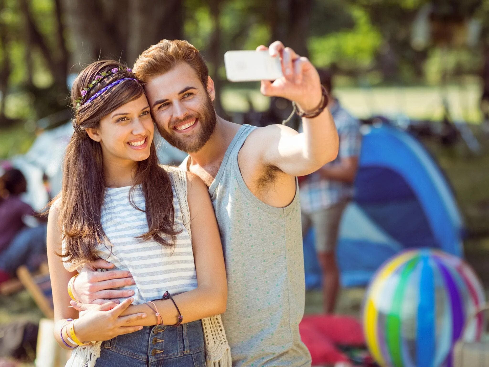 Taking people with you. Selfie people.