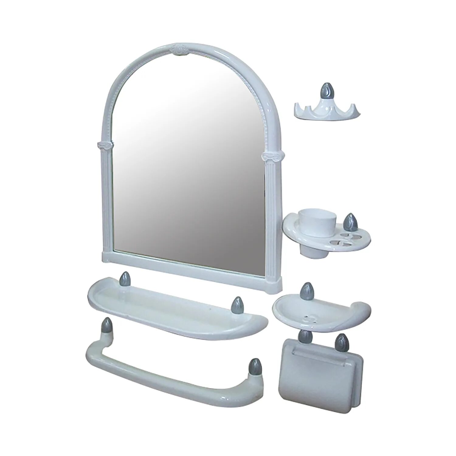 Набор д/ванной комнаты с зеркалом Олимпия (6 предметов) белый. Зеркальный набор для ванной комнаты артикул РП-861. Зеркальный набор Олимпия. Набор для ванной с зеркалом