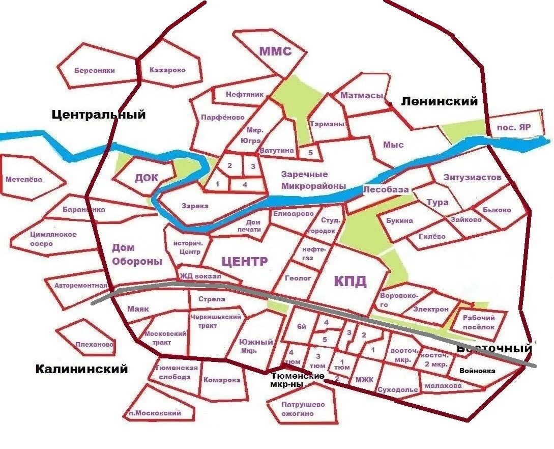 Районы г тюмени. Районы г Тюмени на карте. Тюмень районы города на карте. Карта Тюмени по районам города. Районы и микрорайоны Тюмени.