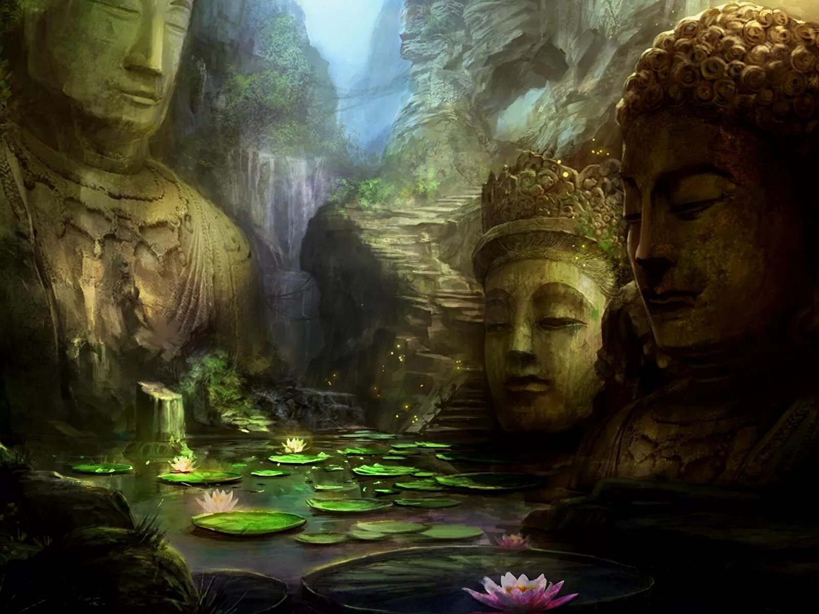 Фэнтези буддизм. Будда фэнтези. Фэнтези дзен. Медитация в пещере.