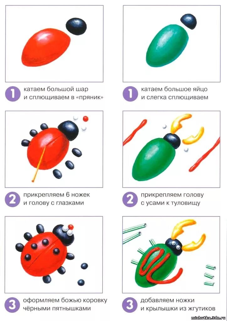 Жук из пластилина. Схема лепки насекомых для дошкольников. Схемы лепки из пластилина для детей насекомые. Алгоритм лепки жука. Лыкова технологические карты по лепке для дошкольников.