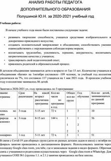 Анализ работы объединения