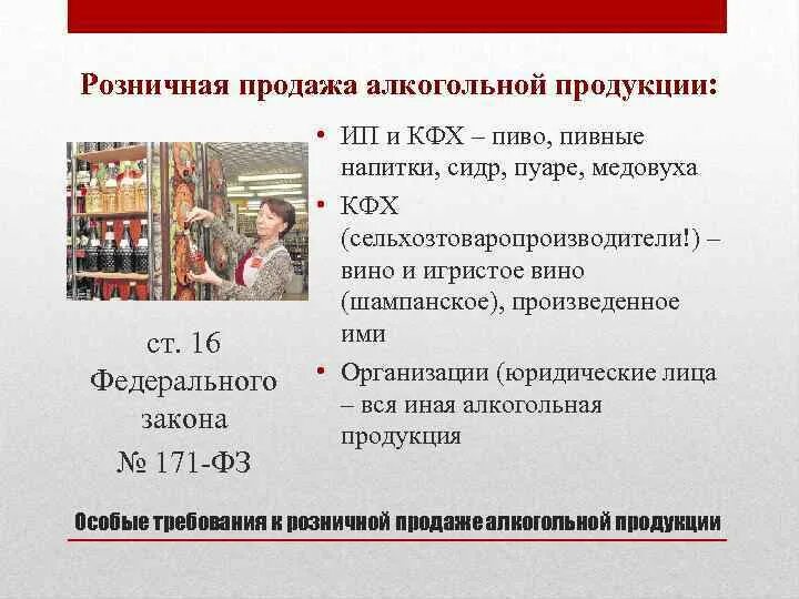 Закон 171-ФЗ по алкоголю. Торговля алкогольной продукцией.