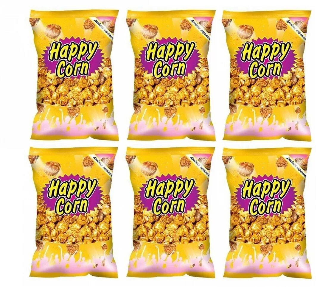 Попкорн Happy Corn карамель. Воздушная кукуруза "Happy Corn" с солью. Воздушная кукуруза Happy Corn 80гр двойная карамель (1/30) (ЕВРОФУДС) М/уп. Попкорн "Happy Corn" двойная карамель 1\80 гр.(30).