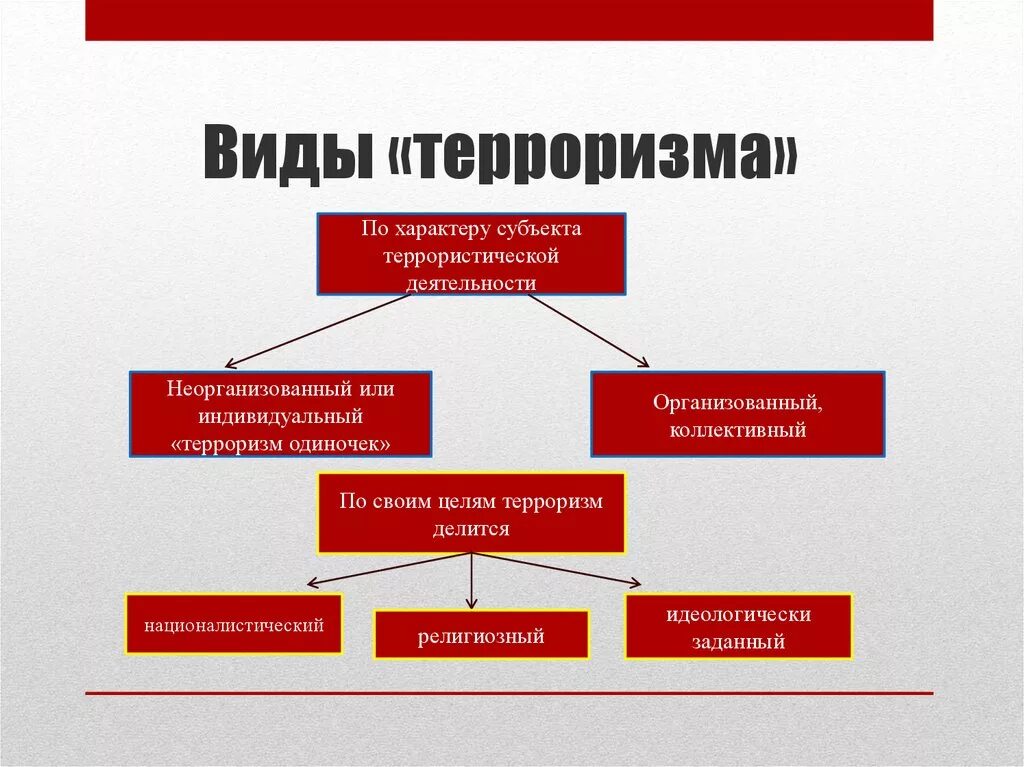 Основные формы терроризма