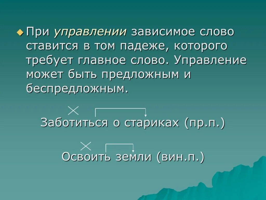 Зависима текст. Управление предложное и беспредложное. Словосочетания управление предложное. Управление Зависимое слово. Предложное управление в русском языке.