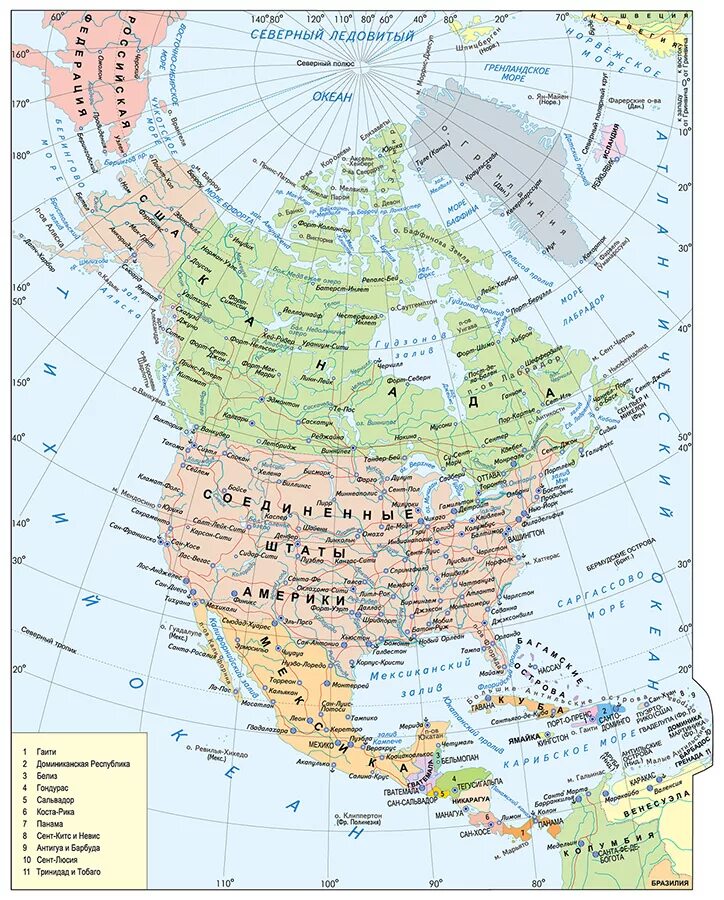 Большую часть северной америки составляют. Политическая карта Северной Америки 2023. Карта Северной Америки географическая. Политическая карта Северной Америки с городами. Физическая и политическая карта Северной Америки.