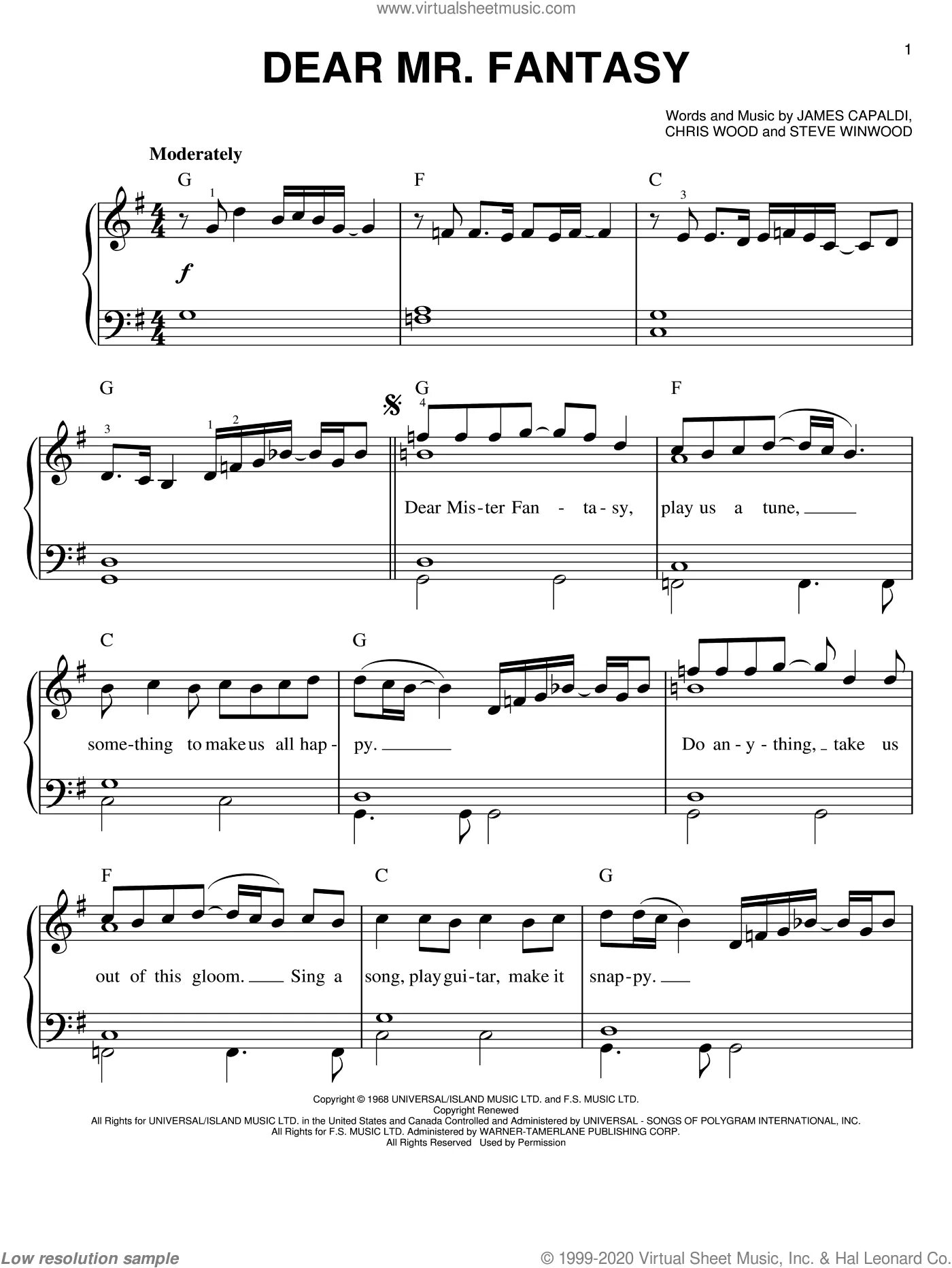 Dear come with me. Dear Mr Fantasy. Night in the Woods Notes for Piano. Mr Loverman Piano Notes. Awful things Notes for fortepiano.