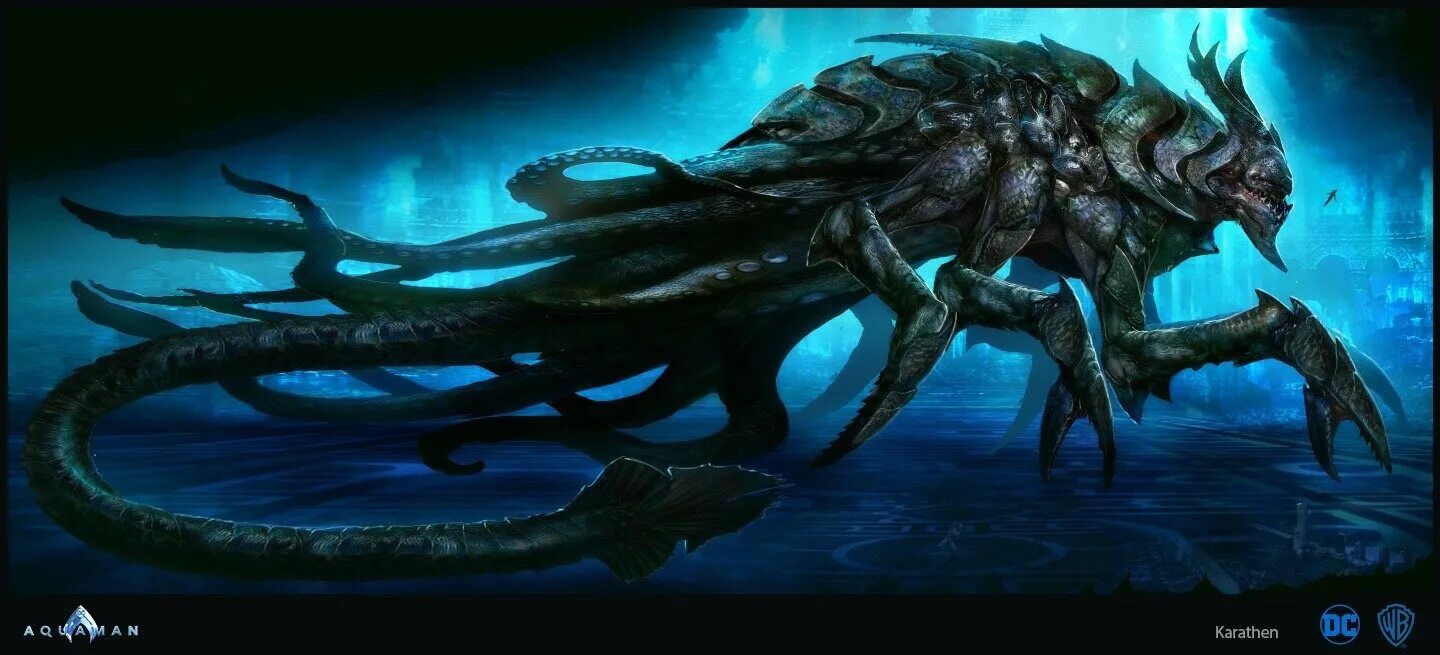 кайдзю кракен. каратен. аквамен чудовище. джейсон мамой арт аквамен. кракен аквамен.