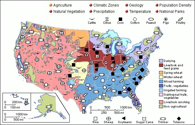 Сельское хозяйство США карта. Отрасли сельского хозяйства США на карте. Растениеводство США карта. Сельскохозяйственные районы США. Главные сельскохозяйственные районы сша