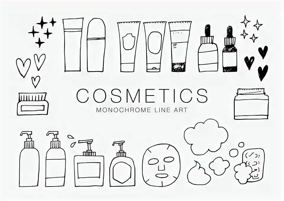 Decorative cosmetics doodle set Royalty Free Vector Image