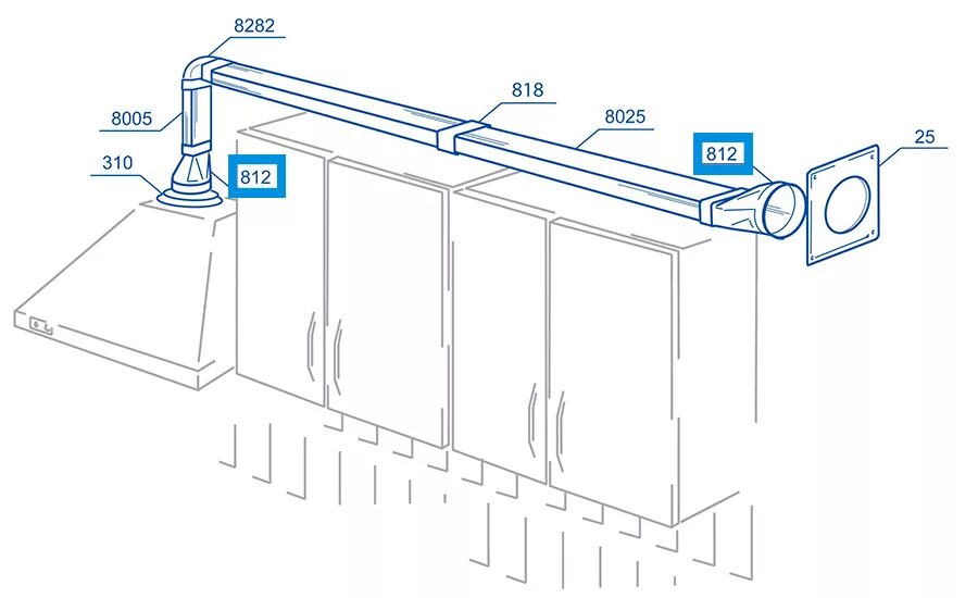 Как провести вытяжку. Вытяжка воздуховод nv150. Схема соединения пластикового воздуховода кухонной вытяжки. Схема монтажа плоских воздуховодов. Схема установки кухонной вытяжки в вентиляционный канал.