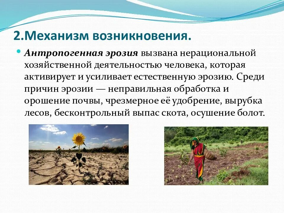 Что не относится к нерациональному использованию почв. Меры борьбы с водной эрозией почв. антропогенная эрозия. антропогенная эрозия почв. мероприятия по защите земель от эрозии.