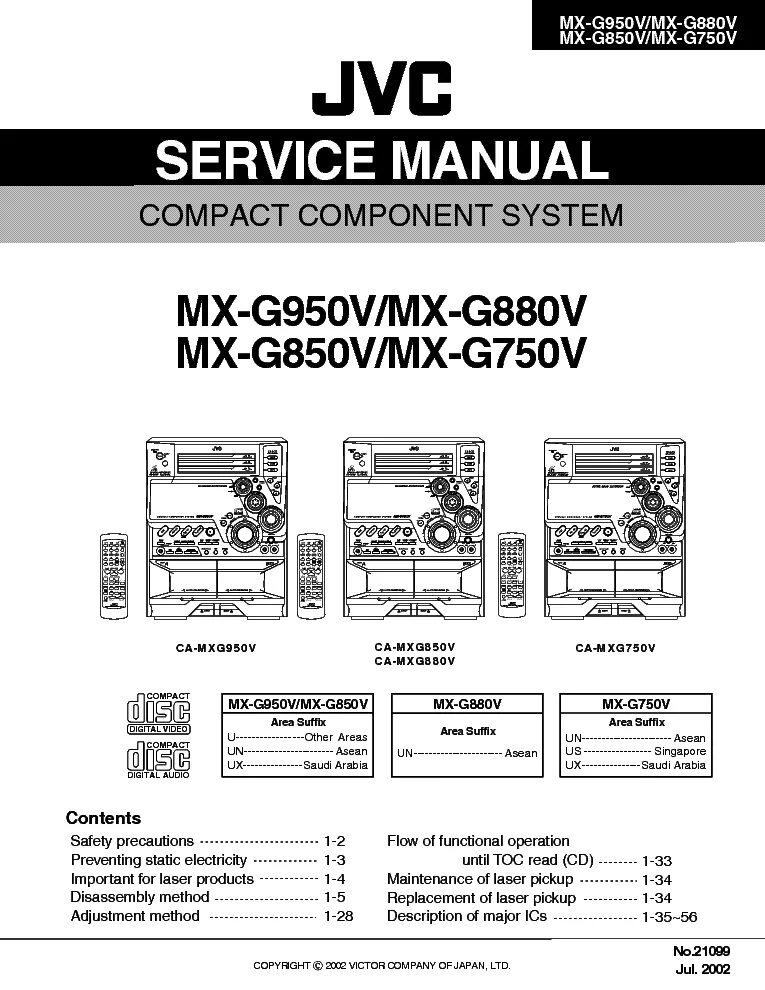 Service manual jvc. JVC MX-g950v. JVC CA-mxg950v. JVC MX-g850. JVC MX G.