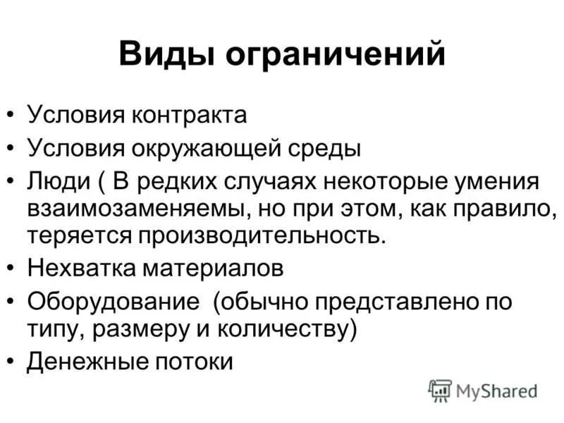 Создание ограничивающих условий. Создание ограничивающих условий