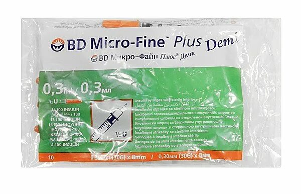 Шприц инсулиновый микро-файн плюс деми 0. 3мл. Микро-файн плюс 1мл u-100 (0,30x8мм) 30g №10. 3 мл u-100. Шприцы микрофайн деми 0.