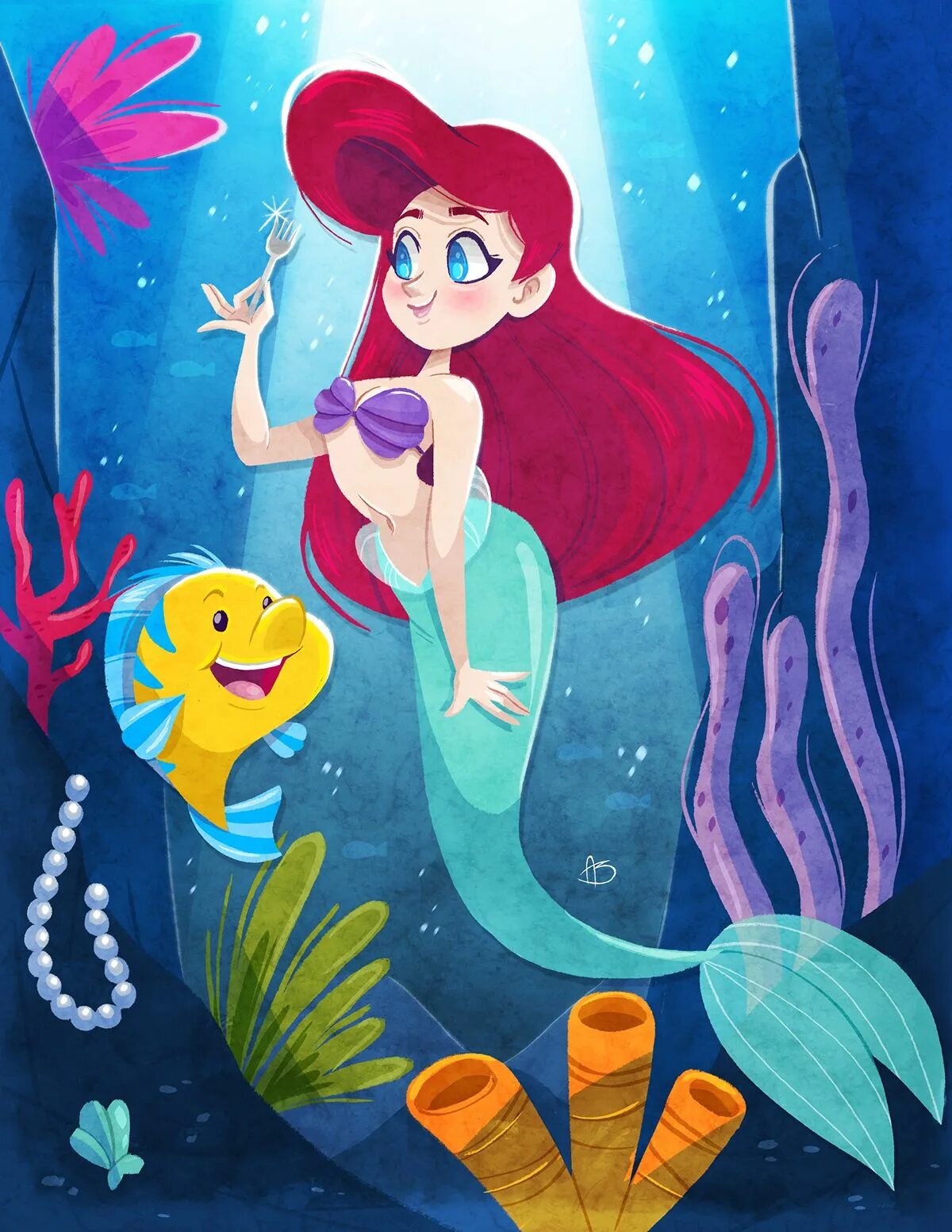 Русалочка / the little Mermaid. Русалочка дочь Ариэль. Флаундер Русалочка.