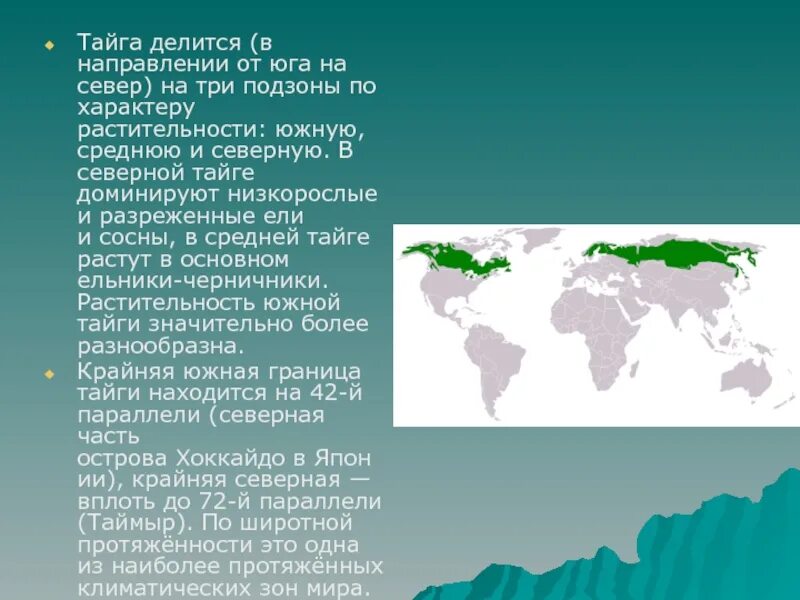 Географическое положение тайги 8 класс. Географическое положение тайги. Тайга делится на три подзоны. Южная граница тайги в России. Географическое положение тайги на карте.