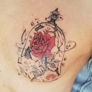 #12 - Broken Glass Beauty and the Beast Rose Tattoo.