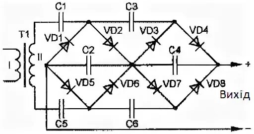 Умножитель постоянного напряжения на диодах и конденсаторах схема. Умножитель переменного тока схема. Схема удвоителя напряжения на диодах и конденсаторах.