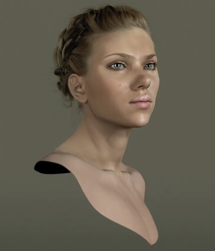 Лицо анфас. Женская голова. Реалистичное лицо. Лицо 03. Реалистичная модель.