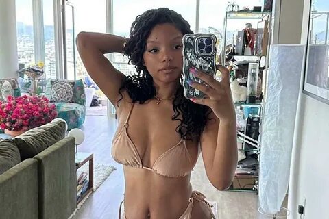 The singer and actress, 24, shared photos of herself wearing a peach bikini...