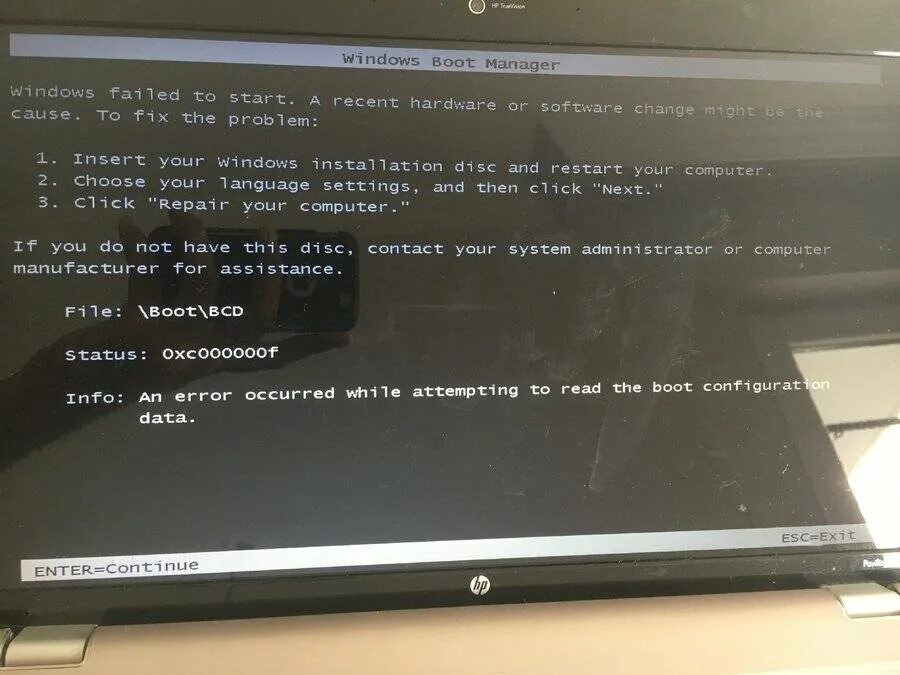 Error failed to start containers. 0xc000000f при загрузке Windows 10 как исправить. An Error occurred while attempting to read the Boot configuration data. Windows failed to start при установке с флешки 0xc0000001. Boot Manager при загрузке ноутбука что делать.