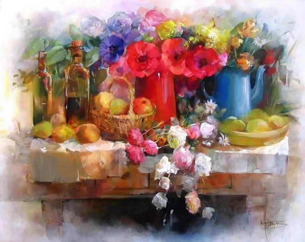 Вильям Хайнрайтс акварели. Художник Paintings - Willem Haenraets. Виллем Хайенраетс (Willem Haenraets). Акварель Вильям хенритс. День рождения масла