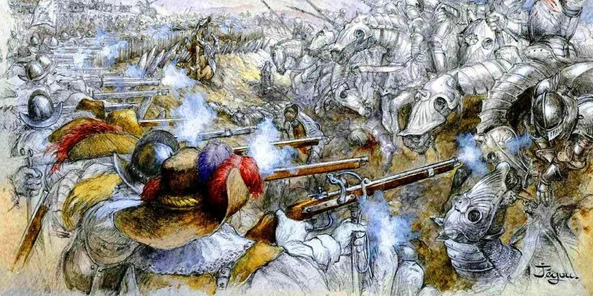 Левин в новой битве. Битва при Чериньоле 1503. Битва при Павии 1525 картины. Битва у Павии. Ландскнехты битва при Павии.