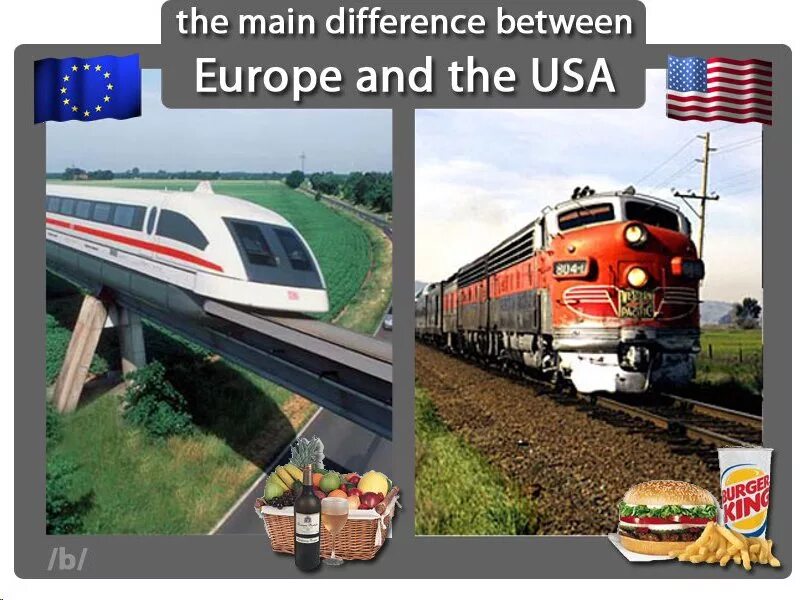 Difference between Europe and USA. The main difference between Europe and USA. The way between USA and Europe.