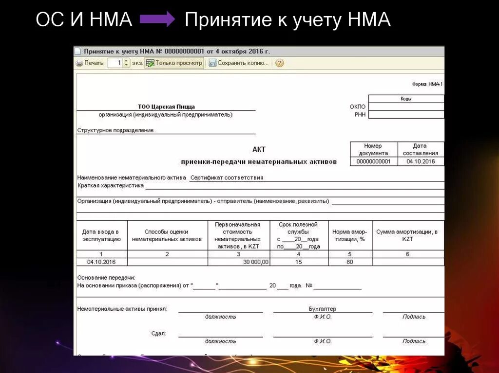 Акт приемки передачи нематериальных активов. Акт приема передачи нематериальных активов. Акт принятия к учету нематериального актива образец. Акт приемки НМА образец. Списание ниокр