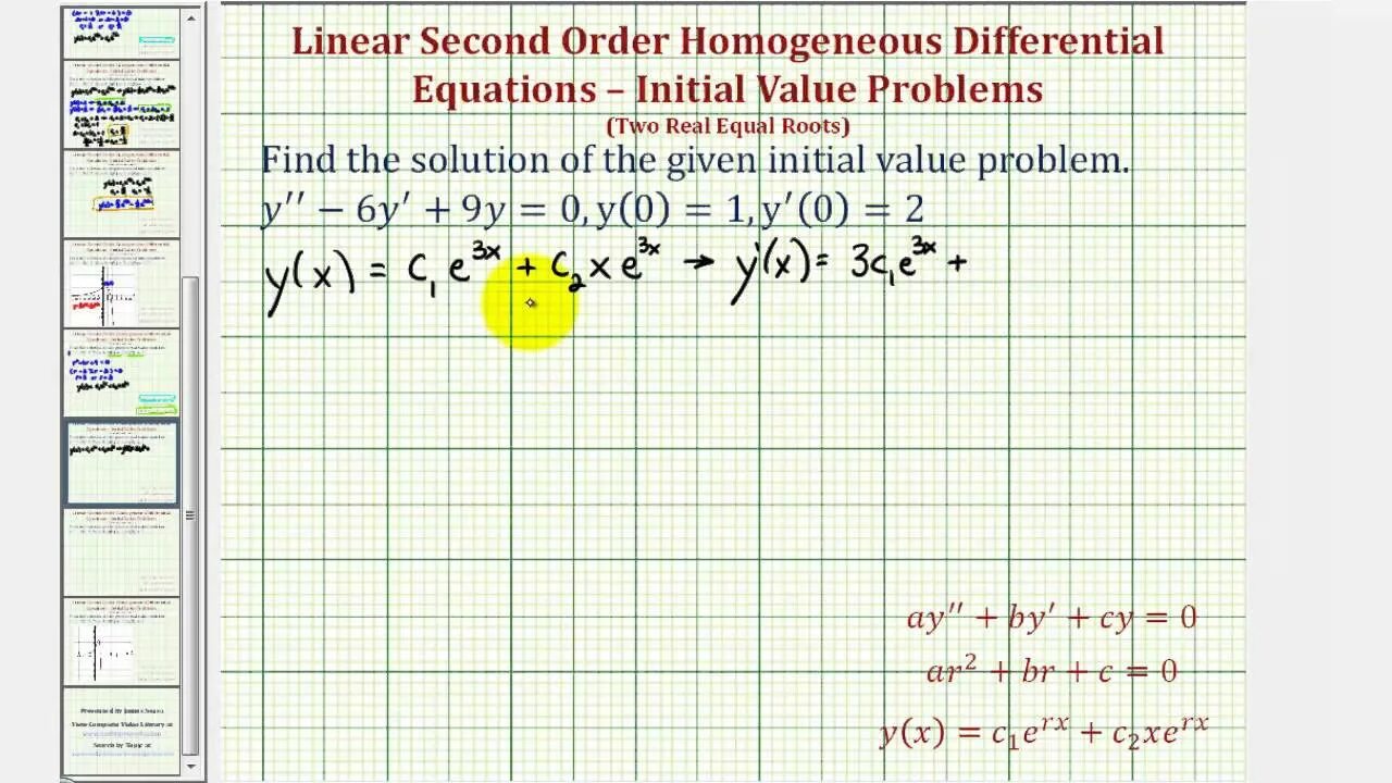 Linear order. Second order differential equations. homogeneous differential equation. differential equation in pictures. differential equations of the second order xy&#039;&#039;+y&#039;=0.