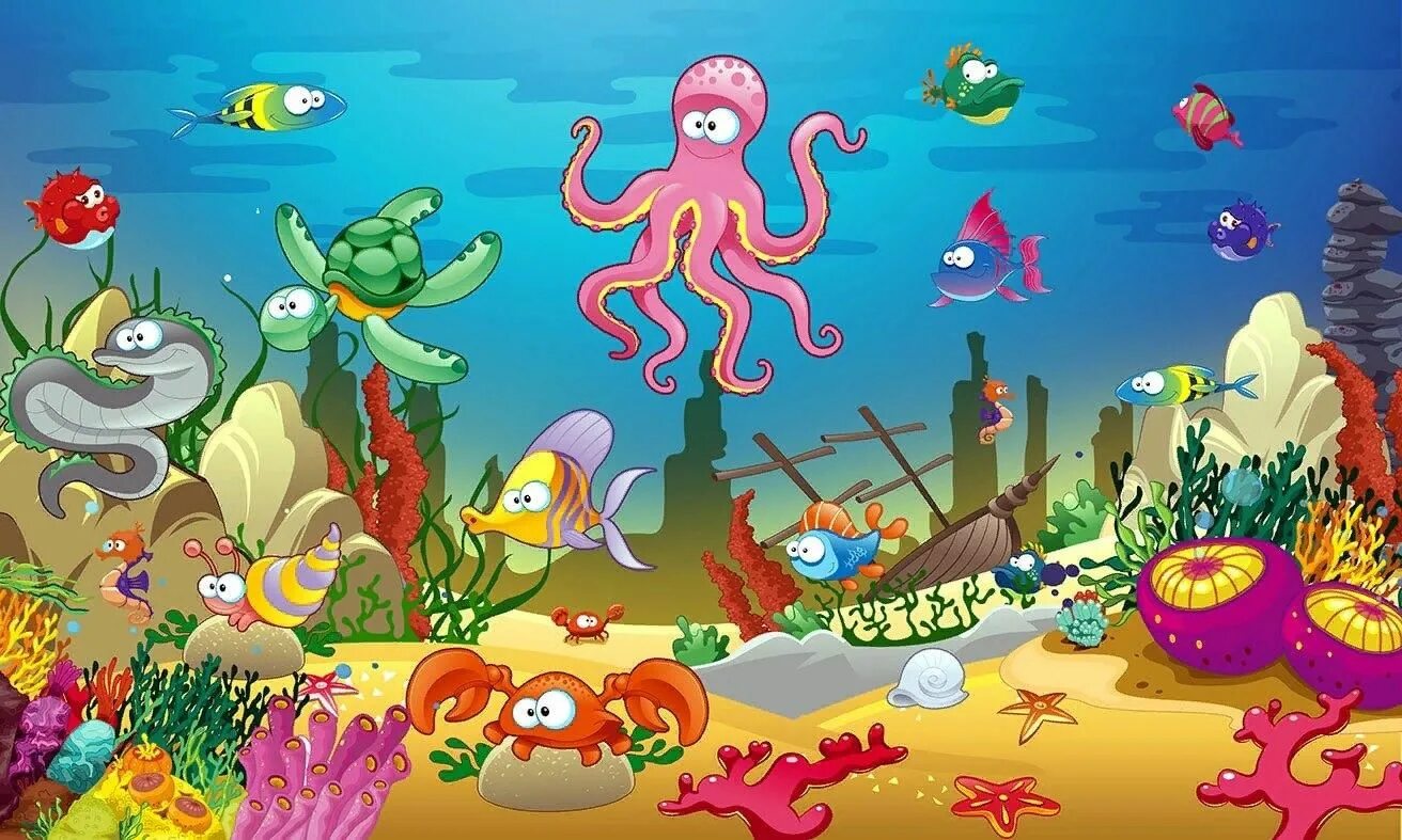 Подводный мир детского сада. Обитатели морского дна. Морские обитатели для детей. Обитатели морских глубин для детей.