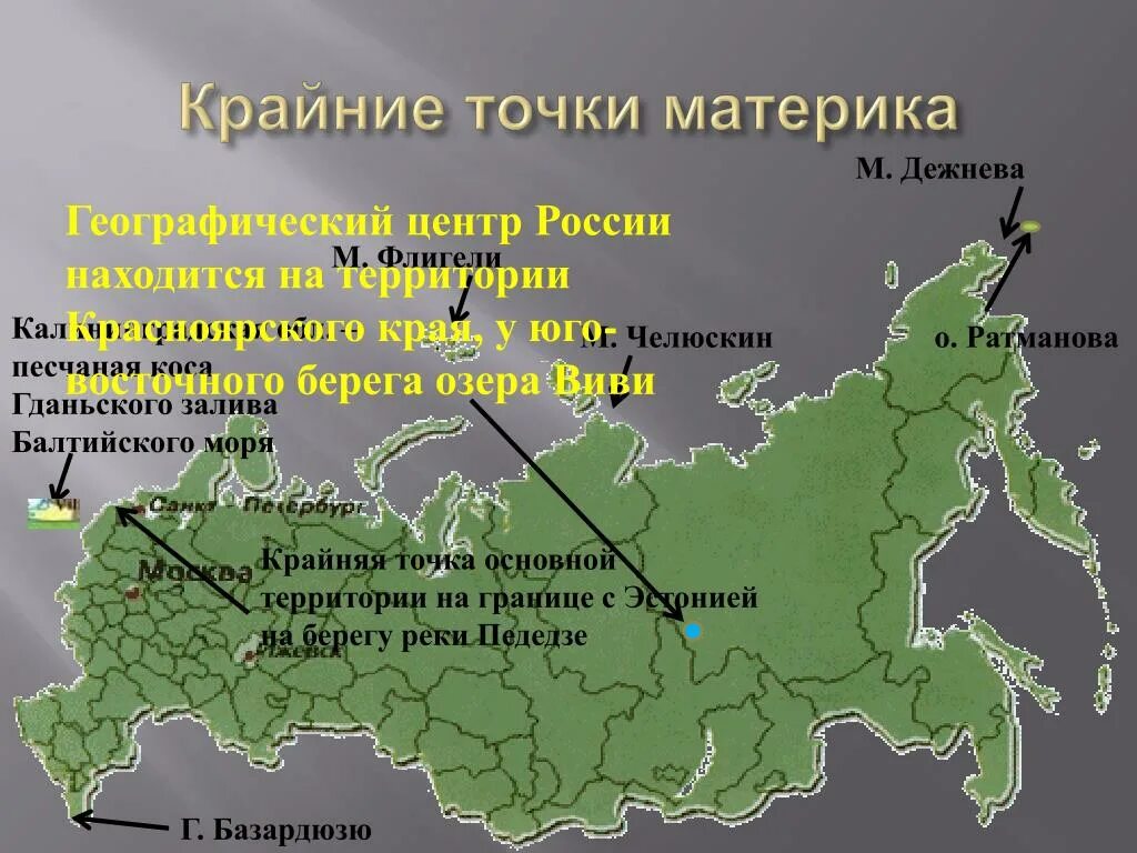 Крайняя восточная островная точка россии координаты. Крайние точки России. Крайние точно России. Название крайних точек России. Крайние материковые точки России.