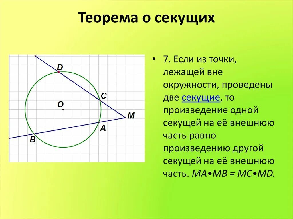 Секущая равна произведению. Секущие к окружности. Свойства секущих к окружности. Свойство отрезков секущих. Если из точки вне окружности проведены две секущие то произведение.